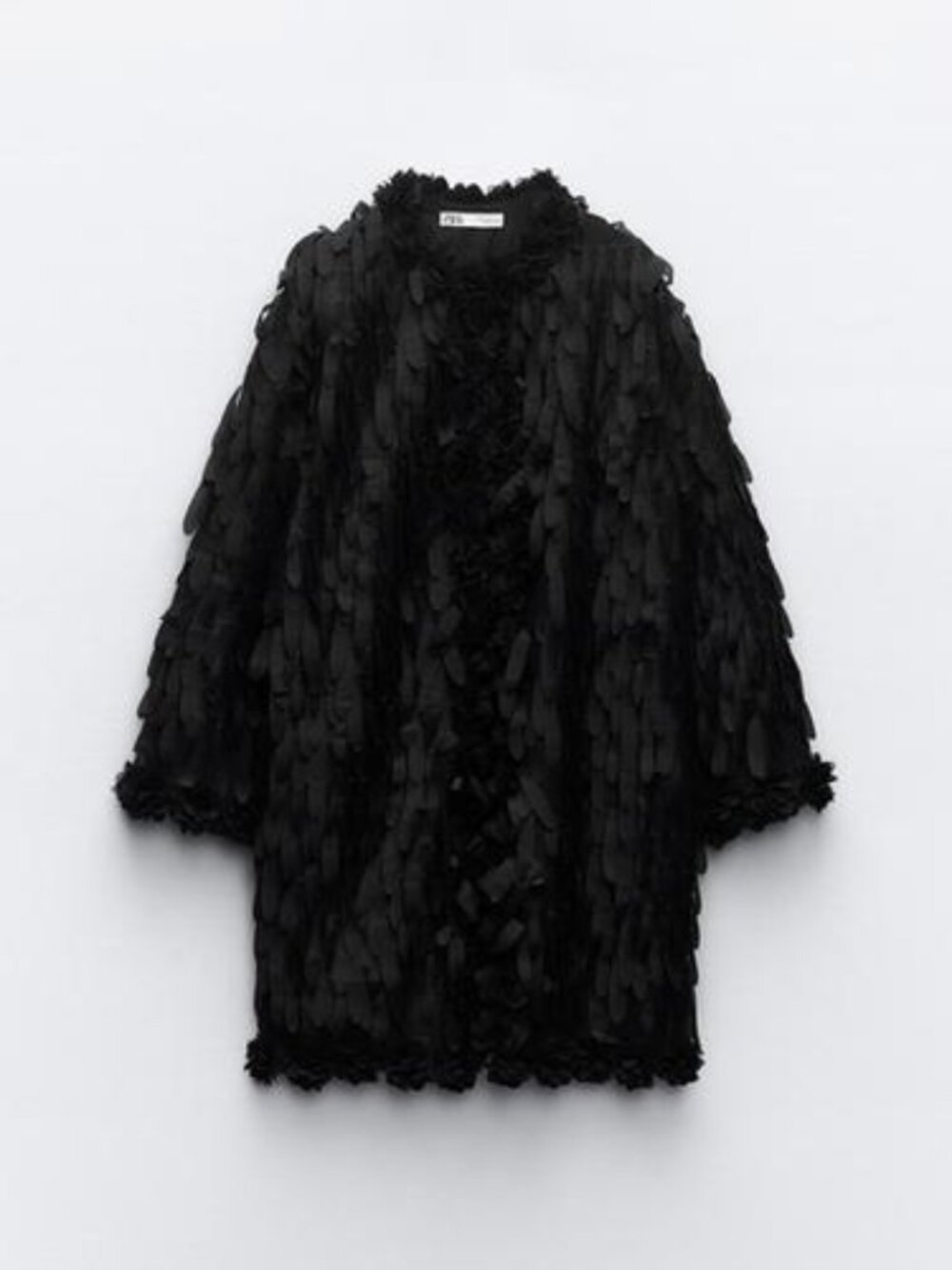 NWOT Zara Black Structured Floral Coat